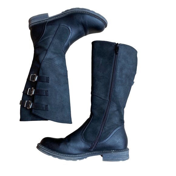 Patrizia Dercetis Faux Leather Suede Tall Boot Black Buckle Riding Country-8 - Picture 16 of 16